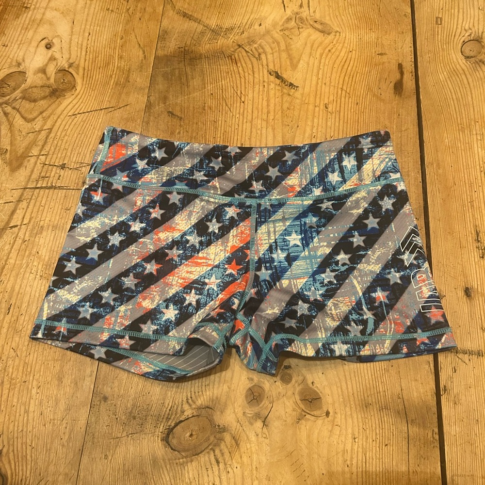 IAB MFG Woman's Workout Shorts Crossfit Stripes and Star Patterned Shorts